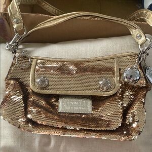 RARE Coach Poppy Gold Sequin Shoulder Bag